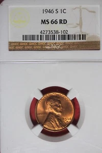 1946 S NGC 1C MS66RD LINCOLN WHEAT CENT #B49223 - Picture 1 of 2