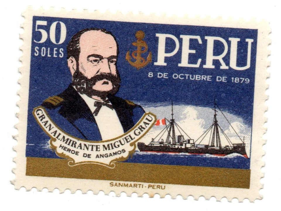 Buque de guerra Admiral Grau and Ironclad "Huascar", Perú 1969, Navy Day, acepta oferta a Foto 1 de 1