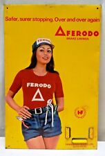 Vintage Ferodo Brake Linings Sign Board Tin Advertising British Brake Company #3
