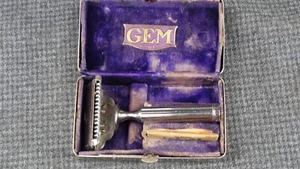 Gem Single Edge Safety Razor Silver Tone Orig Case Stainless Handle - Picture 1 of 17
