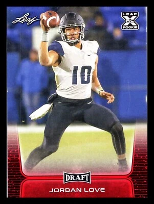 Jordan Love 2020 Leaf Draft Red RC Rookie Card #11 Utah State Packers XRC - Image 1 of 2