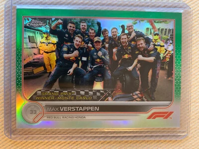 2022 Chrome Formula 1 Base Green Grand Prix Winners #155 Max Verstappen /99 - Image 1 of 2
