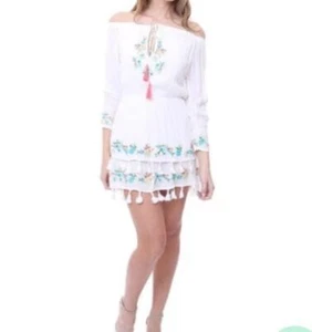 RAGA White Floral Embroidered Gauze Boho Dress Size Medium - Picture 1 of 9