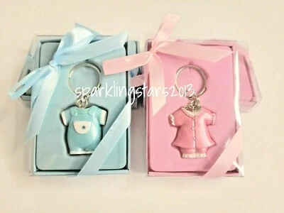 12 piezas Baby Shower Recuerdo Favores Niña Vestido Niño Mono Llavero Recuerdos   Foto 1 de 4