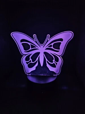 Butterfly 3D LED Night Light 16 Color Changing Acrylic W/ Remote & Base - Image 1 of 4