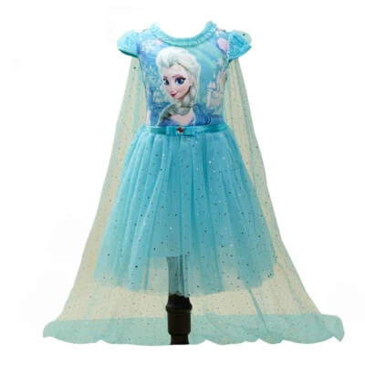Christmas Girl Elsa Anna Frozen Princess Fancy Dress Up Cosplay Halloween Party - Image 1 of 4