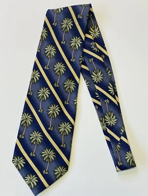 "Corbata Tommy Bahama para hombre azul palmeras hawaianas playa seda ancha 4""x56""" Foto 1 de 4