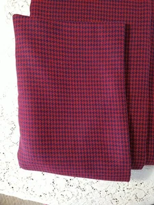 Red & Navy Blue Houndstooth Design Midweight Wool Fabric BTHY 18" L x 59" Wide - Picture 1 of 7