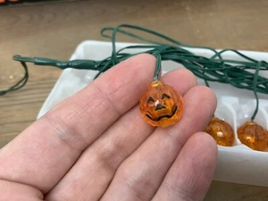 Vtg 1996 Halloween Pumpkin Mini Lights 10 String Battery Operated Acrylic Indoor - Picture 1 of 12