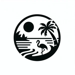 Tropical Flamingo Beach Car Laptop Die Cut Vinyl Sticker Decal Left or Right - Picture 1 of 5