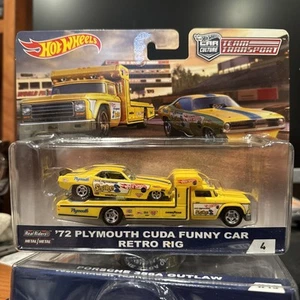 Hot Wheels Team Transport #4 '72 Plymouth Cuda Funny Car & Retro The Snake T7 - Picture 1 of 1