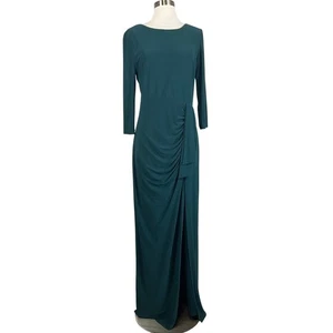 XSCAPE Women's Formal Dress Size 12 Green Long Sleeve Thigh Slit Evening Gown - Picture 1 of 13
