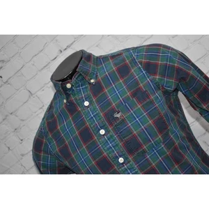Camisa de vestir Abercrombie & Fitch musculosa para hombre talla pequeña verde azul algodón a cuadros - Imagen 1 de 8