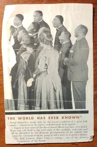 The Hall Johnson Choir ~ Rare Original 1930's Promotional Handbill/flyer - Picture 1 of 2