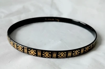 Michaela Frey Signed Bangle Black and Gold Vintage Art Nouveau Style A608 - Image 1 of 4