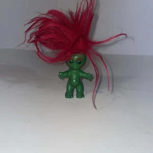 Vintage 1964 L. Khem Green Moon Goon Troll Alien Green Eyes Redish Pink Hair - Picture 1 of 5