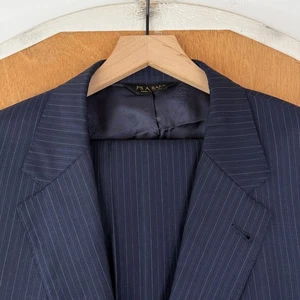 Jos a Bank Suit Mens 44R Navy Blue Pinstripe 2 Button Signature Gold Wool 38x28 - Picture 1 of 24