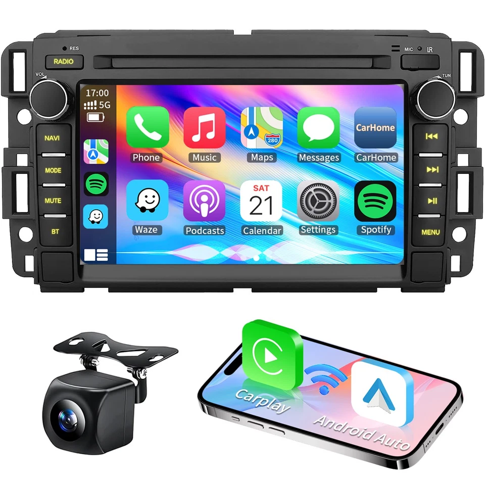 Car Stereo Radio CarPlay For GMC Yukon Chevy Tahoe Silverado Sierra 2007-2013 - Imagem 1 de 4