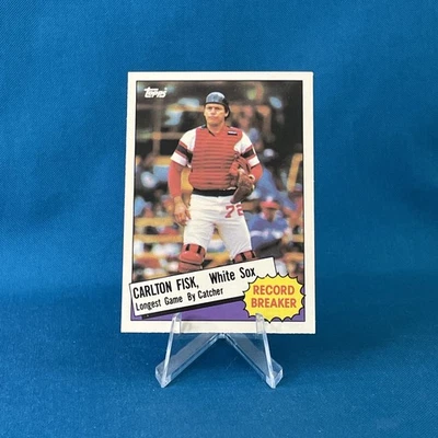 1985 Topps Tiffany Carlton Fisk #1 Record Breaker Chicago White Sox HOF - Image 1 of 2