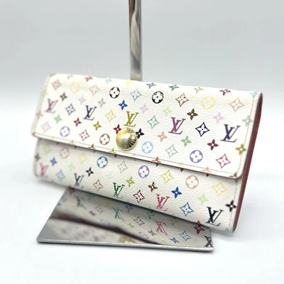 LOUIS VUITTON Multicolor White Folding Wallet M60272 LV Authentic From Japan - Image 1 of 4