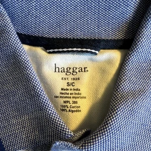 Haggar Blue Striped 100% Cotton Size S/C - Picture 1 of 4