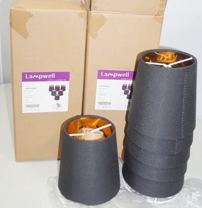 Lampwell 22082 Tela Lamp Shade Clip-On Barrel Set of 12 Black Fabric 5.2"×4" - Picture 1 of 9