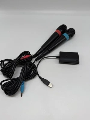 Sony PlayStation Singstar Mikrofone mit USB-Adapter | Mikros für PS2 PS3 PS4 - Bild 1 von 2