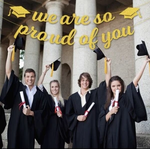 Graduation Banner, We Are So Proud Of You Banner Bunting, Graduation Backdrop - Picture 1 of 1