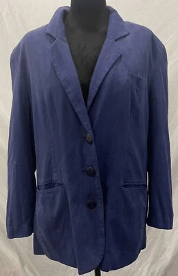 Chaqueta Blazer Baccini 100% Seda Mujer Vintage Azul Grande Foto 1 de 4