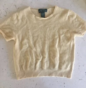 Lauren Ralph Lauren Cashmere Sweater Petite Medium Creamy Yellow - Picture 1 of 11