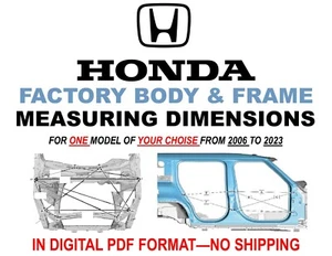 HONDA AUTO BODY TOOLS CAR FRAME REPAIR MEASURING DIMENSION MANUAL 2006-2023 - Picture 1 of 6