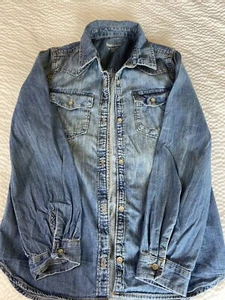 Gap Kids 1969 Blue  denim button up shirt size M - Picture 1 of 6