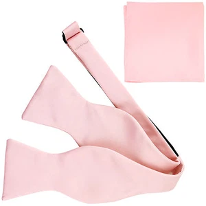 Nuevo Juego de Corbata y Hankie Para Hombre 100% Poliéster Formal Liso Autoatado Rosa Claro - Imagen 1 de 3