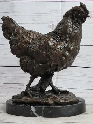 Hot Cast Bronze Chicken Rooster Sculpture Statue Figure on Marble Base by Milo - Image 1 of 4