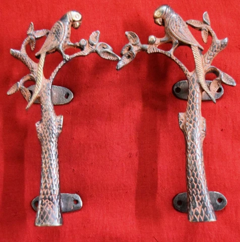 Brass Door Handle Parrot With Tree Design Antique Style Door Pull Home Deco WG27 Cover