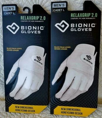 2 PACK /  Bionic RelaxGrip 2.0 Men's Golf Gloves Durable Black Palm FAST Ship - Image 1 of 4