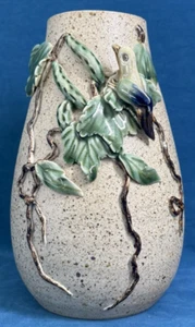 3-D Majolica Pottery Vase - Artist Signed - Picture 1 of 8
