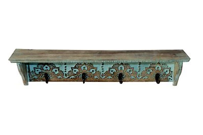 Hand Carved Decorative Wooden Wall Mounted Shelf/Bracket/Shelves 27 X 5 X 5.5 in - Image 1 of 4