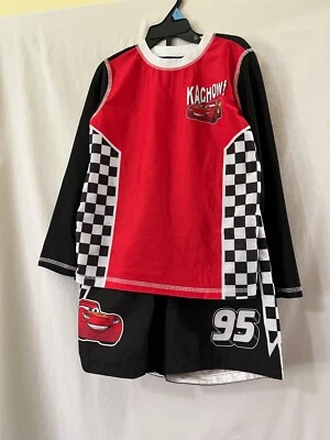 New Disney Boys Cars Lightning McQueen Rash Guard Shirt  Short Set UPF 50+  Upic - Image 1 of 3