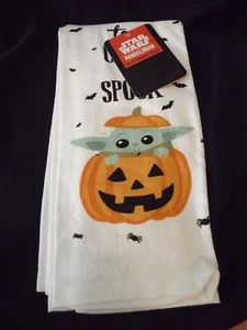 STAR WARS The Mandalorian GROGU Halloween KITCHEN TEA TOWEL 16 x 26 DISNEY NWOT - Picture 1 of 6