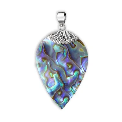 6 cm Grosser 925er Silber Anhänger Abalone Perlmutt Handarbeit PS685 - Bild 1 von 3
