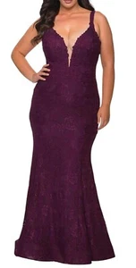 NEU La Femme 29052 beere Herzausschnitt Perlen Spitze bescheiden Meerjungfrau Kleid Größe 14 - Bild 1 von 13