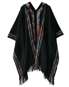Knit Shawl Wraps for Women Soft Fringe Poncho Sweater Cape with Hooded for Fa... - Picture 1 of 9