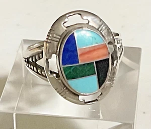 Carolyn Pollack Southwestern Multi Stein Inlay Sterlingsilber Ring HERGESTELLT IN DEN USA - Bild 1 von 7