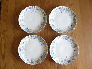 Set of 4: Williams Sonoma Floral Meadow Wreath Dinner Plates-Easter,Pastels -New