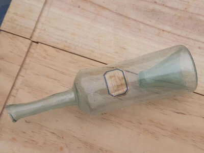 RARE mini bouteille topette bleu ancienne verre soufflé Gresigne bottle - Photo 1/4