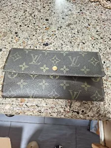 Auth. LOUIS VUITTON Brown Monogram Canvas Leather Sarah Long Envelope Wallet - Picture 1 of 12