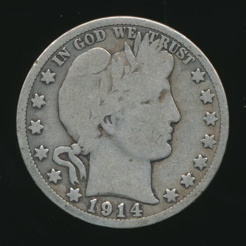 1914 BARBER SILVER HALF DOLLAR 50C ~ KEY DATE ~ CIRCULATED ~ SHIPS FREE! Cover