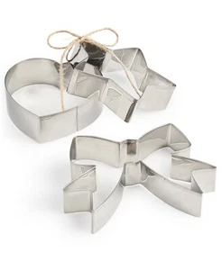 Martha Stewart Collection Set Of 3 Cookie Cutter Stainless Steel Star Bow Heart - Picture 1 of 3