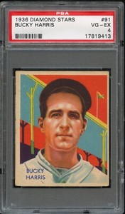 BB - 1936 Diamond Stars - #91 - Bucky Harris - PSA 4 - VG-EX